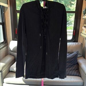 Beotyshow Black Lace-Up Hoodie large